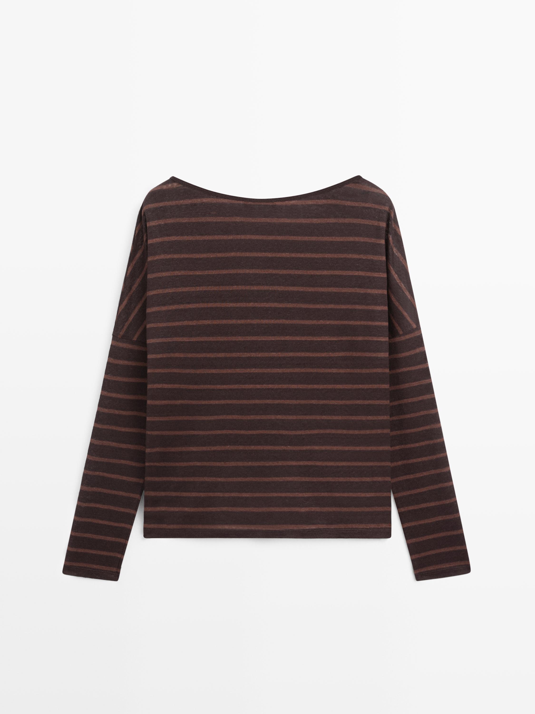 T-shirt en maille rayée lin